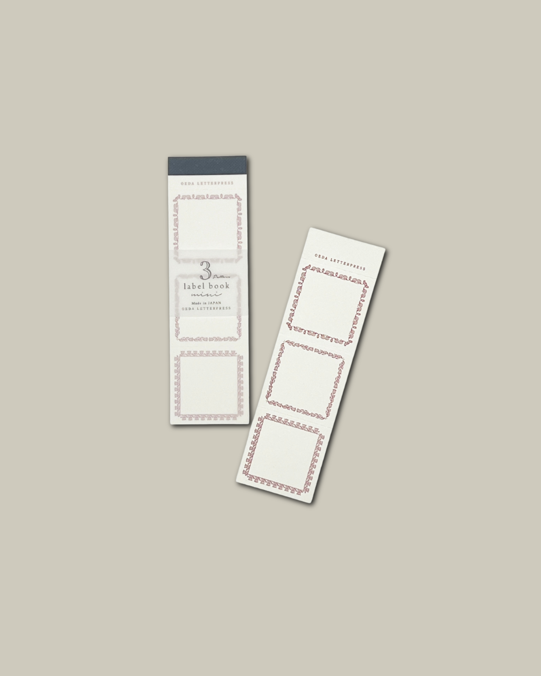 OEDA LETTERPRESS 3 Muster Etikettenbuch Mini - Bronze / Rot