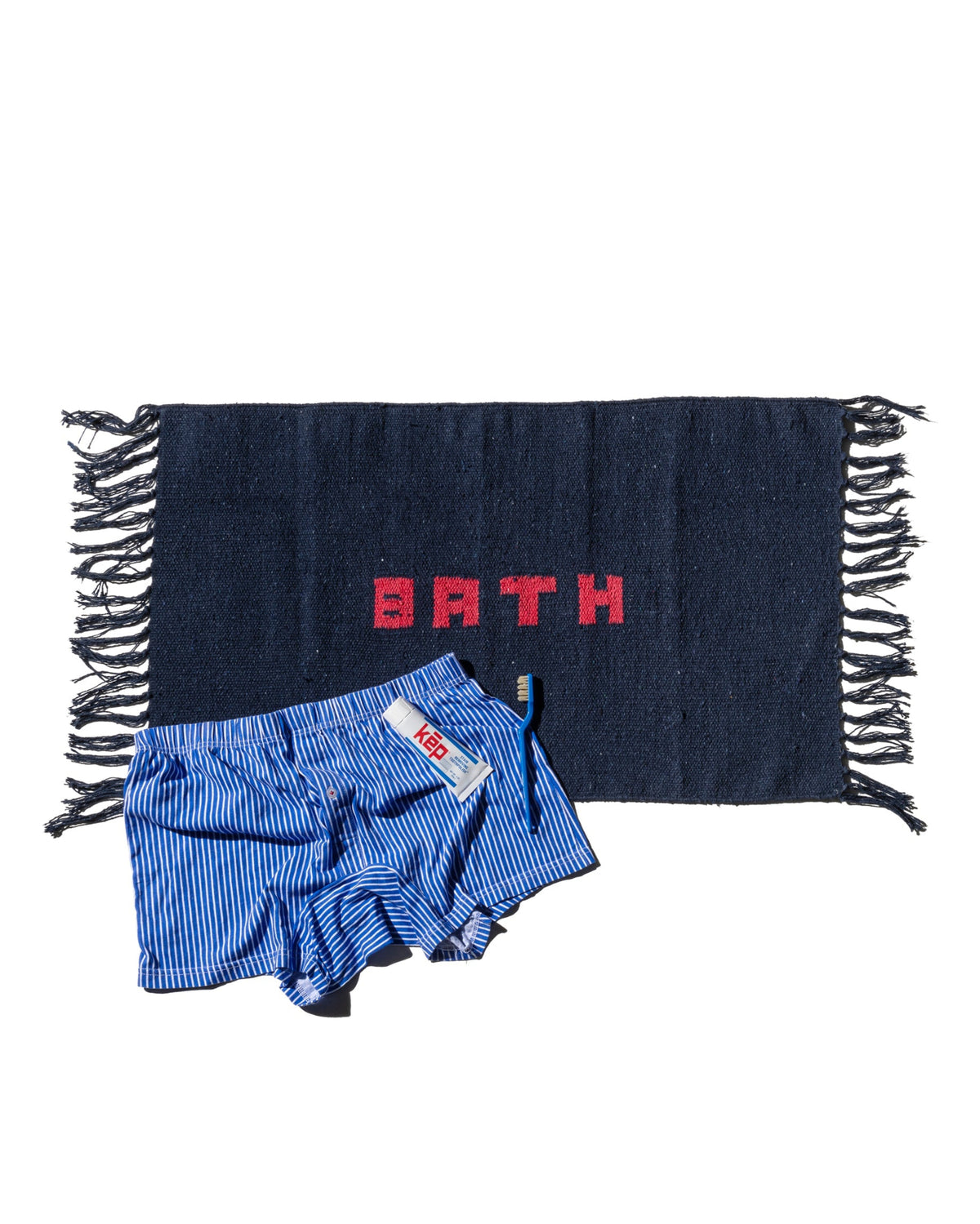 Puebco Handloomed Recycle Yarn Bath Mat Navy Blue