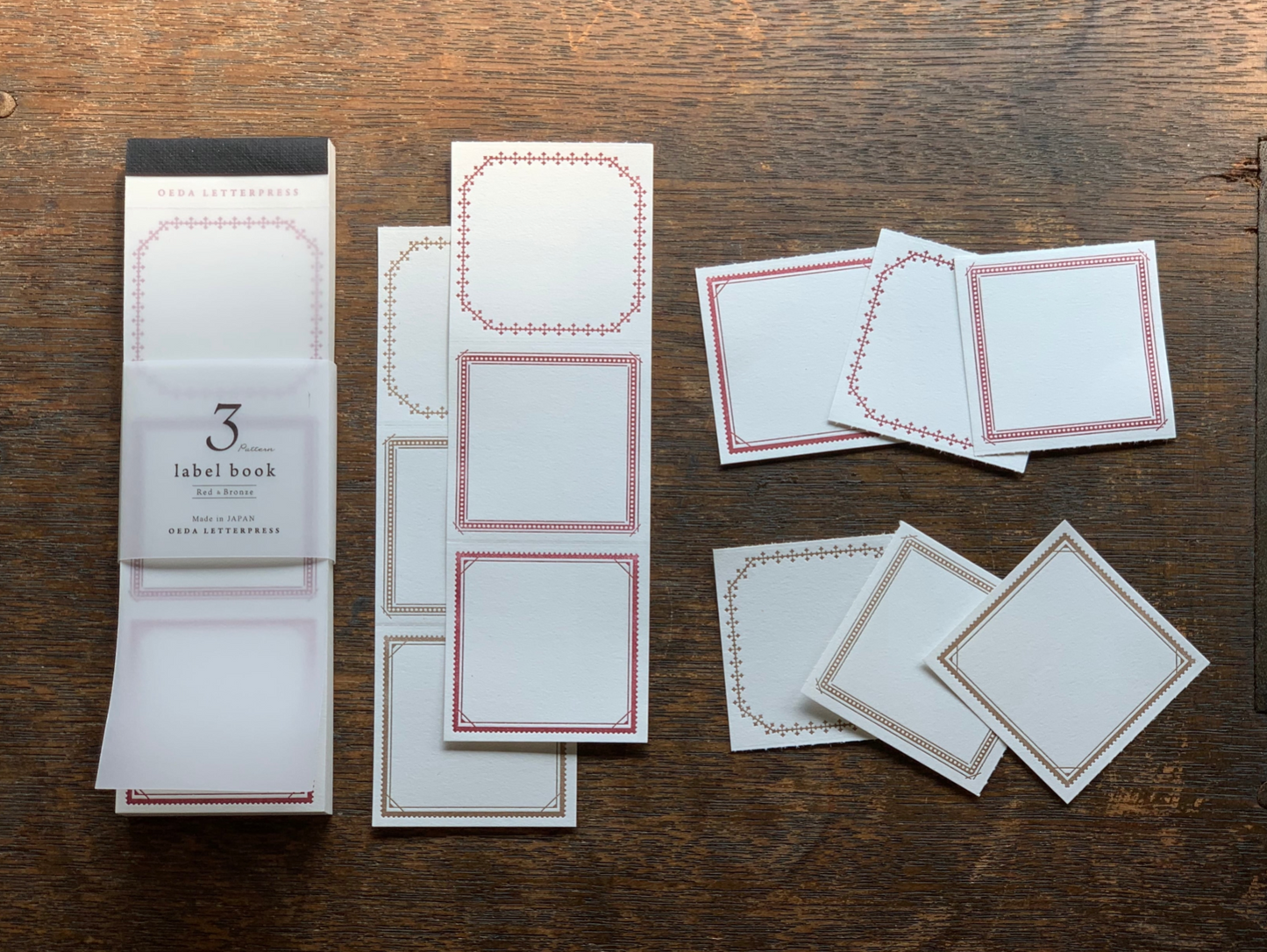 OEDA LETTERPRESS 3 Pattern Label Book – LB001 Red & Bronze Frame