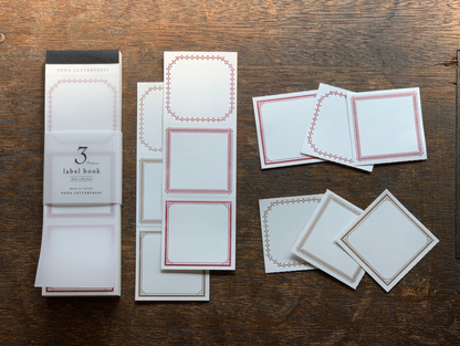 OEDA LETTERPRESS 3 Pattern Label Book – LB001 Red & Bronze Frame