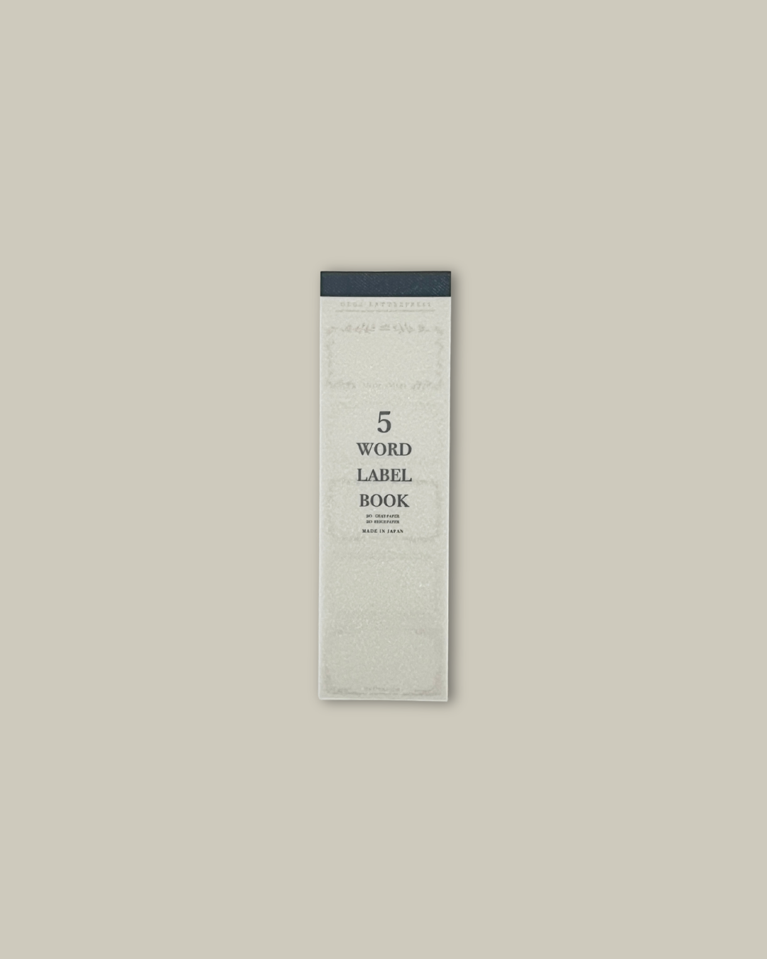 OEDA LETTERPRESS 5 Word Label Book - Gray & Beige