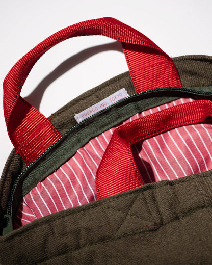 Puebco Vintage Wool Garments Zip Tote Red Lining
