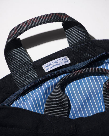 Puebco Vintage Wool Garments Zip Tote Blue Lining