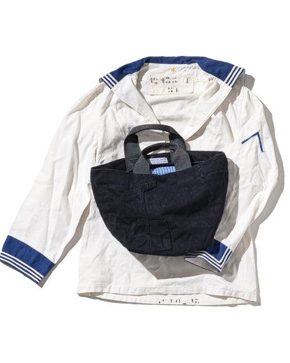 Puebco Vintage Wool Garments Zip Tote Blue Lining