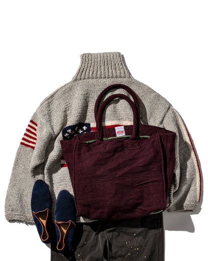 Puebco Vintage Wool Garments Fabric Bag Burgundy