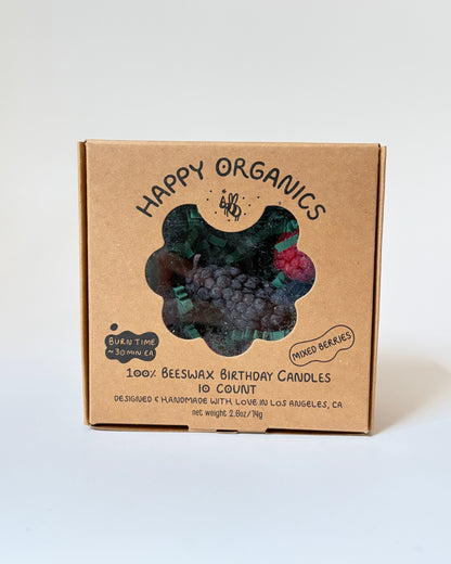 Happy Organics - Mixed Berry Beeswax Birthday Candles