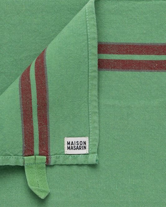 Maison Masarin - Linen cotton tea towel Nature green