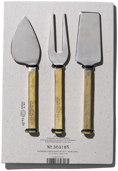 Puebco Engraved Cheese Knife Set of 3